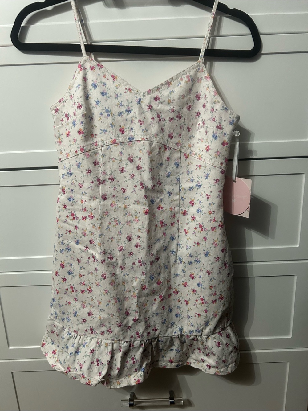 Girls Love Shack Fancy for Target Denim Dress - White with Pink & Blue Flowers